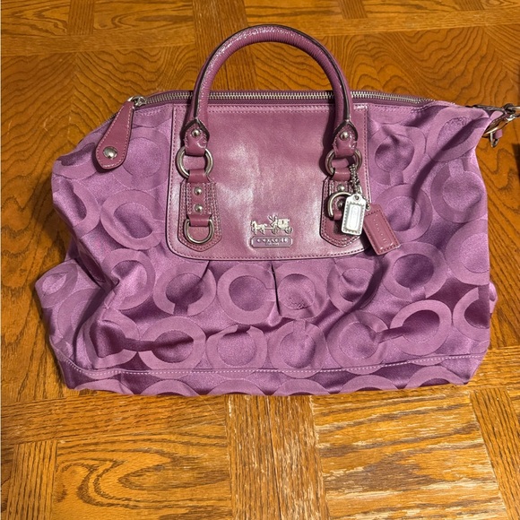 Coach Madison Sabrina Satchel Handbag in Purple Op Art *Flawed* - Picture 3 of 15